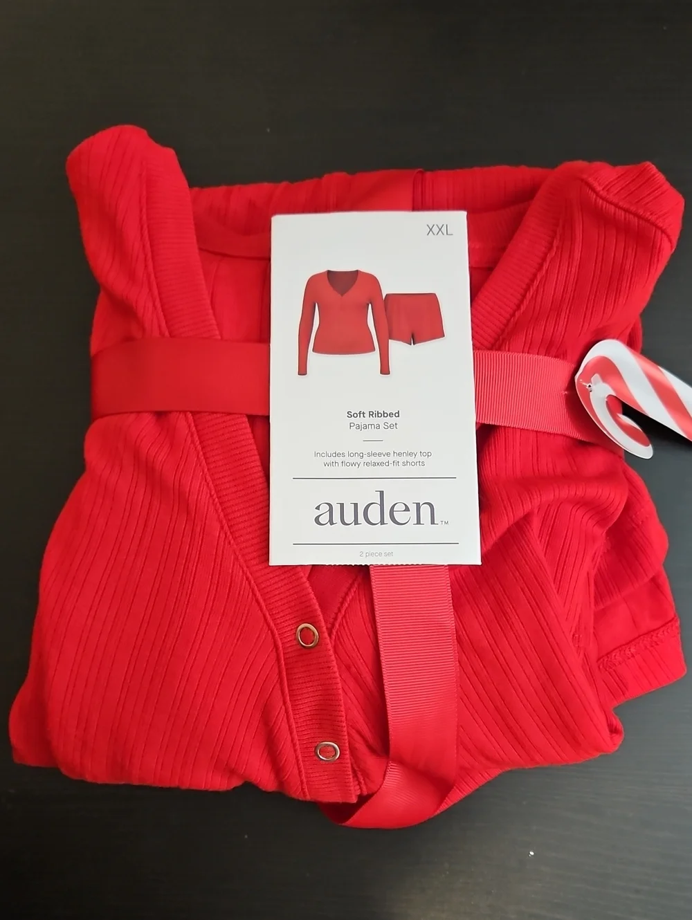 Auden Red Soft Ribbed Pajama Set - Picture 1 of 4